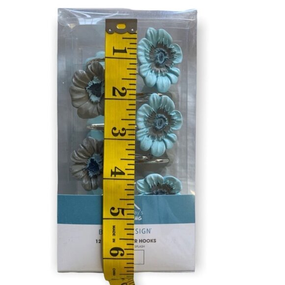 Today’s Living Shower Hooks Resin Sun Splash Collection Blue Clay-Grey Set of 12 - Picture 4 of 14